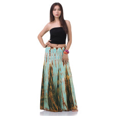 Long Batik Tie Dye Skirt Bohemian Style Mint green - Dark green K204